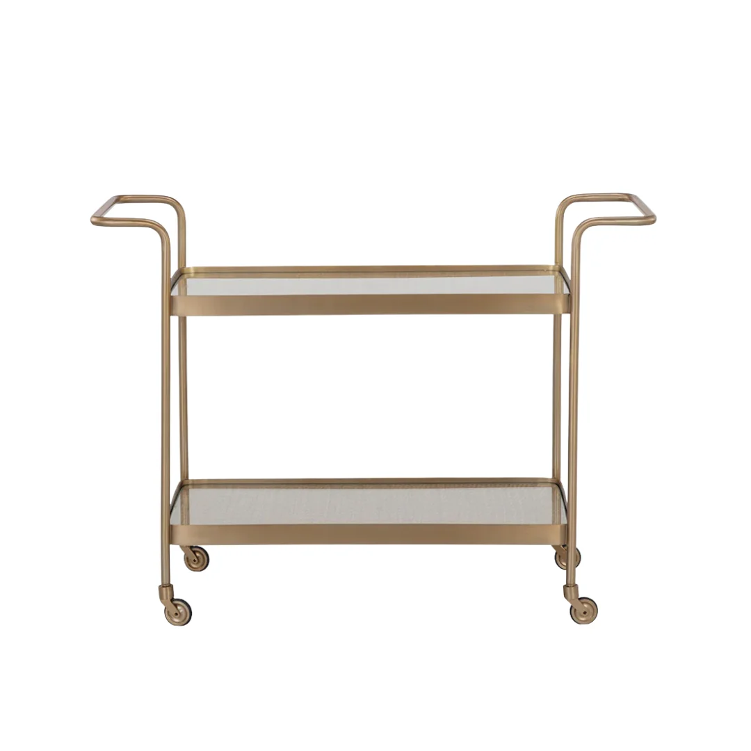 Portman Bar Cart - Gold/Rattan - Image 5