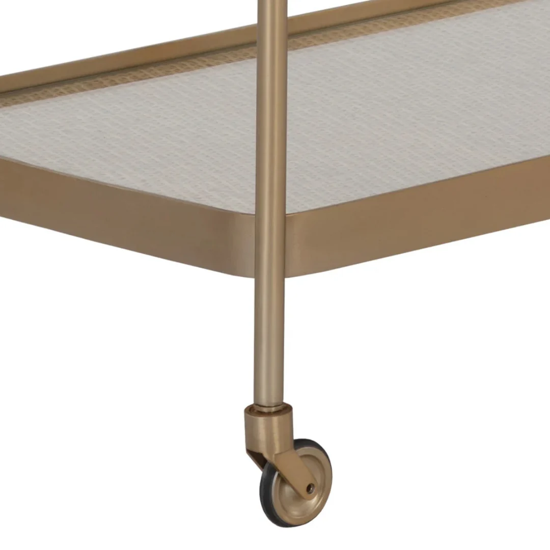 Portman Bar Cart - Gold/Rattan - Image 8