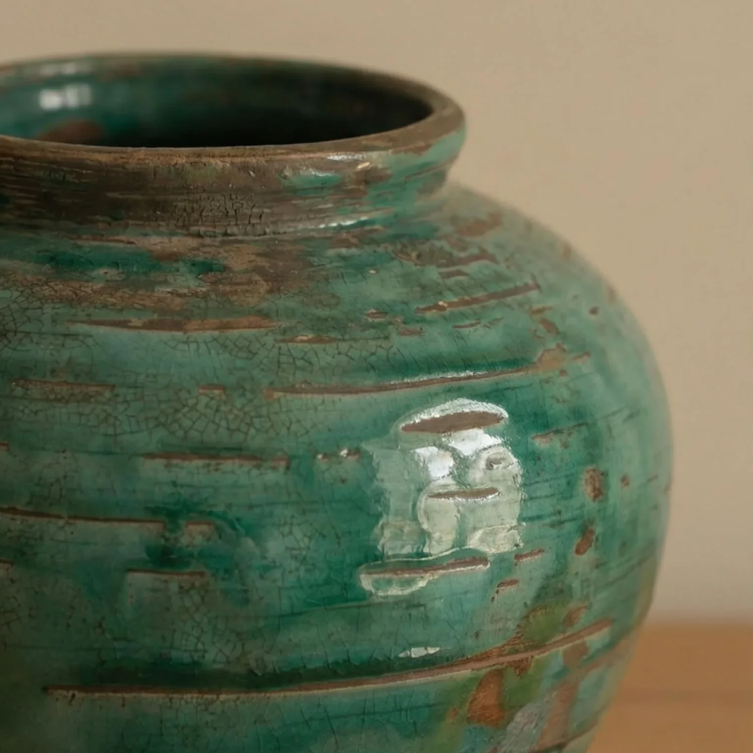 Portofino Patina Green Glazed Ceramic Vase - Image 3