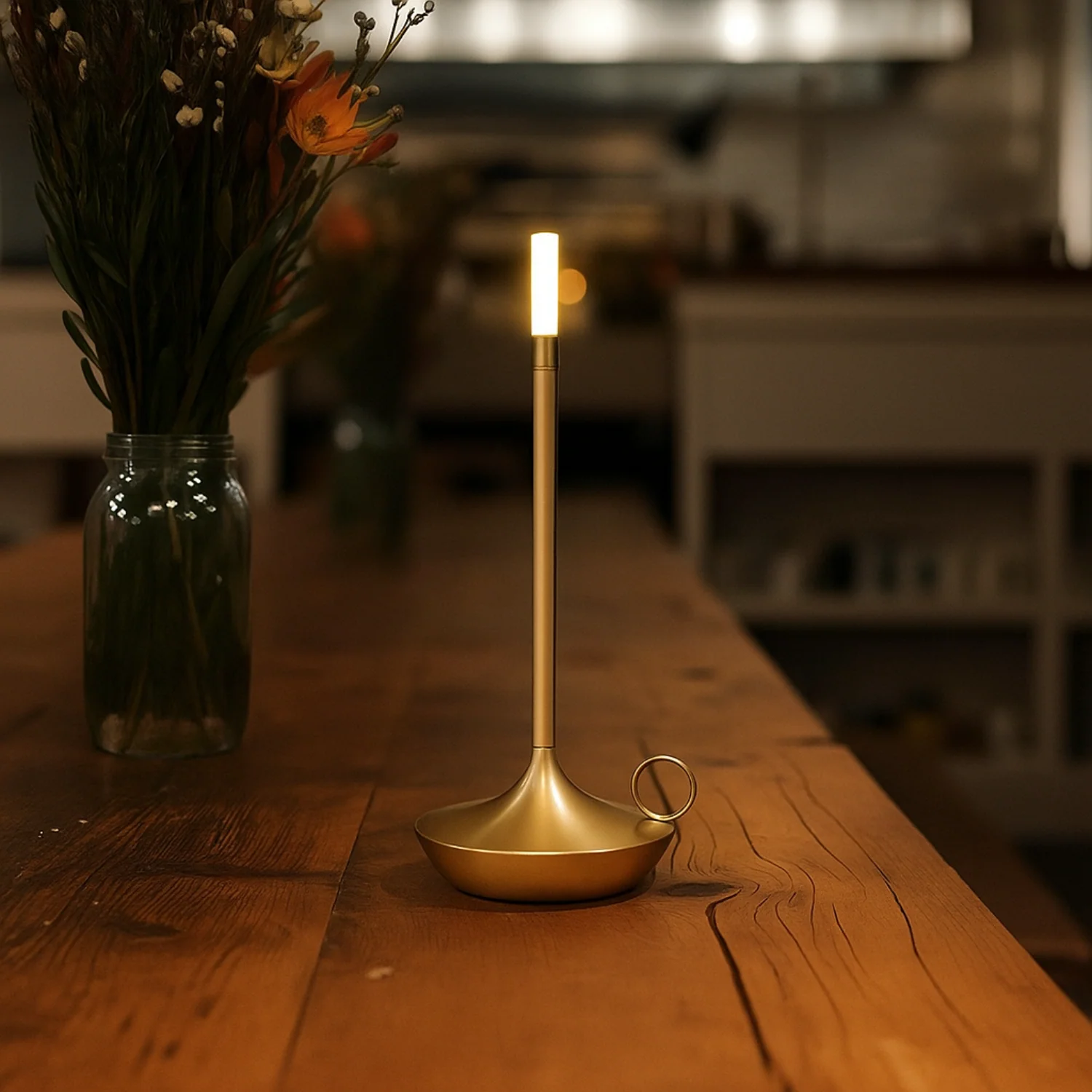 Rechargeable 10H Gold Candle LED Lantern In/Out - Image 3