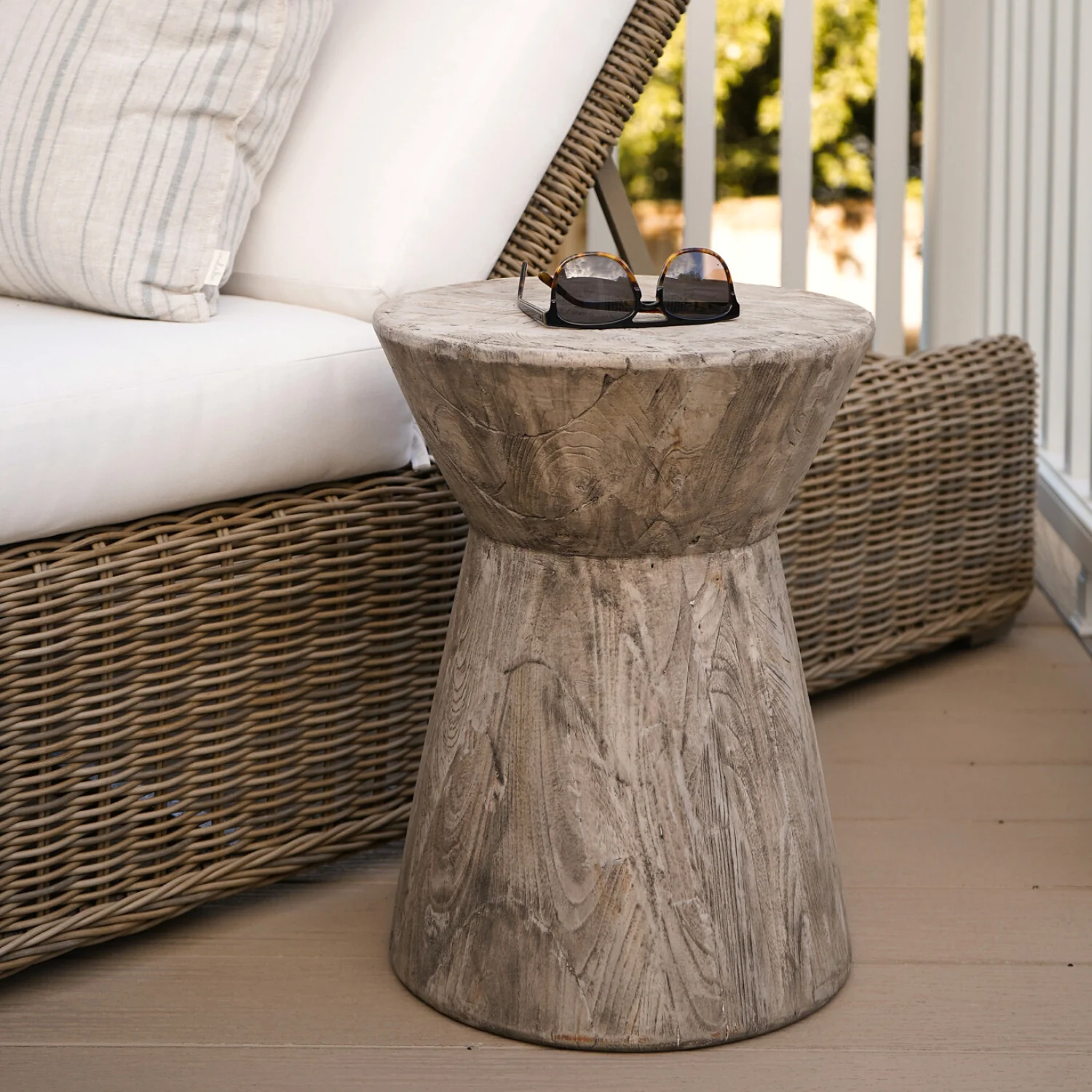 Reclaimed Teak Hourglass End Table - Image 3