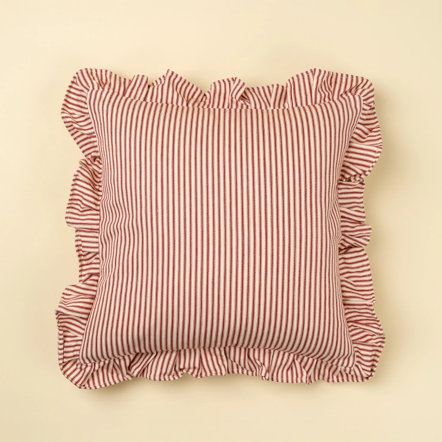 Red Ruffles Pinstripe Toss Pillow