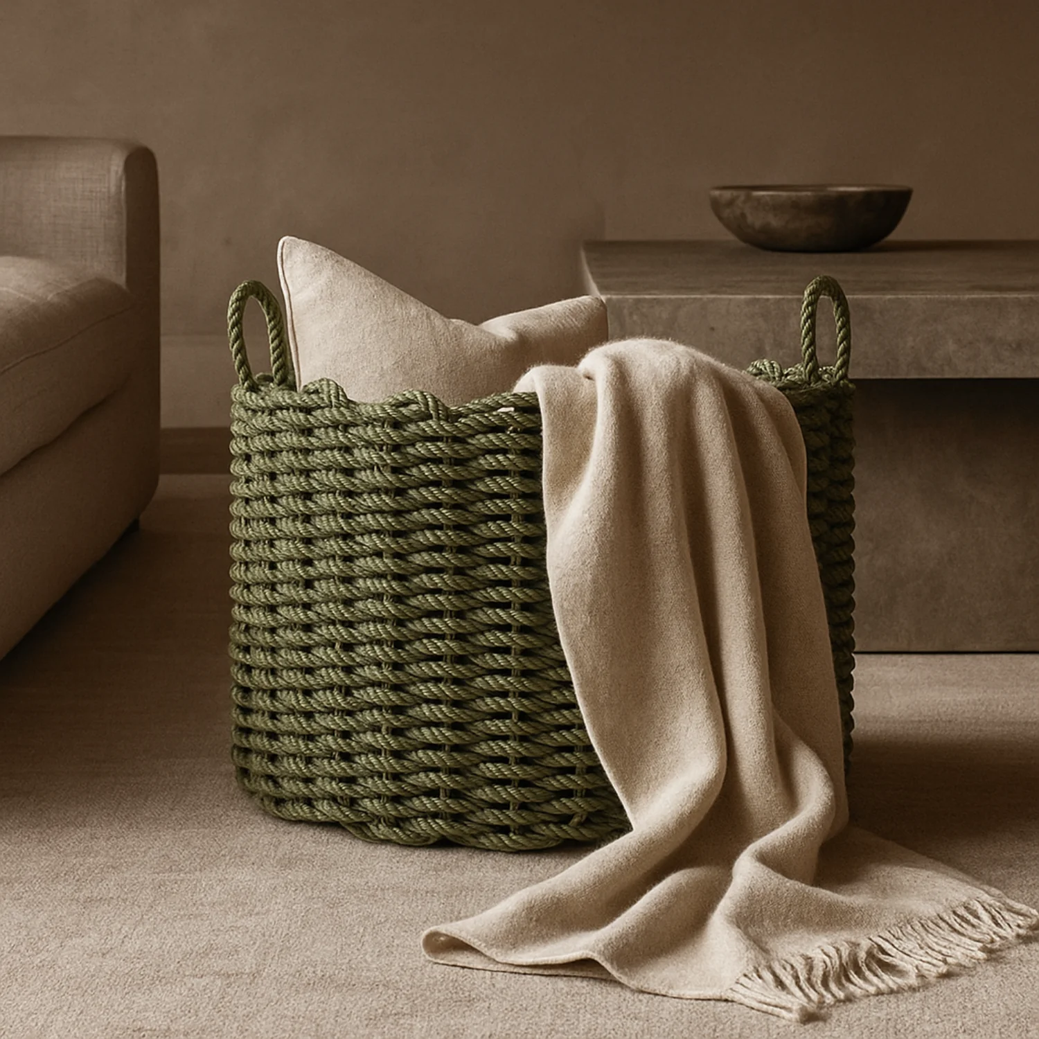 Rope Basket - Loden Green - Image 3