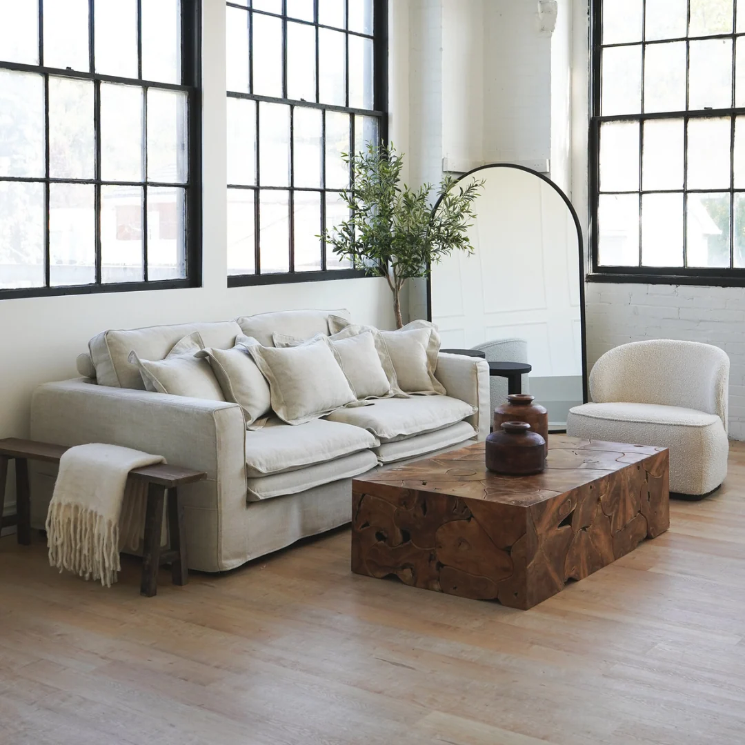 Santa Monica 88" Linen Natural Slipcover Sofa - Image 2