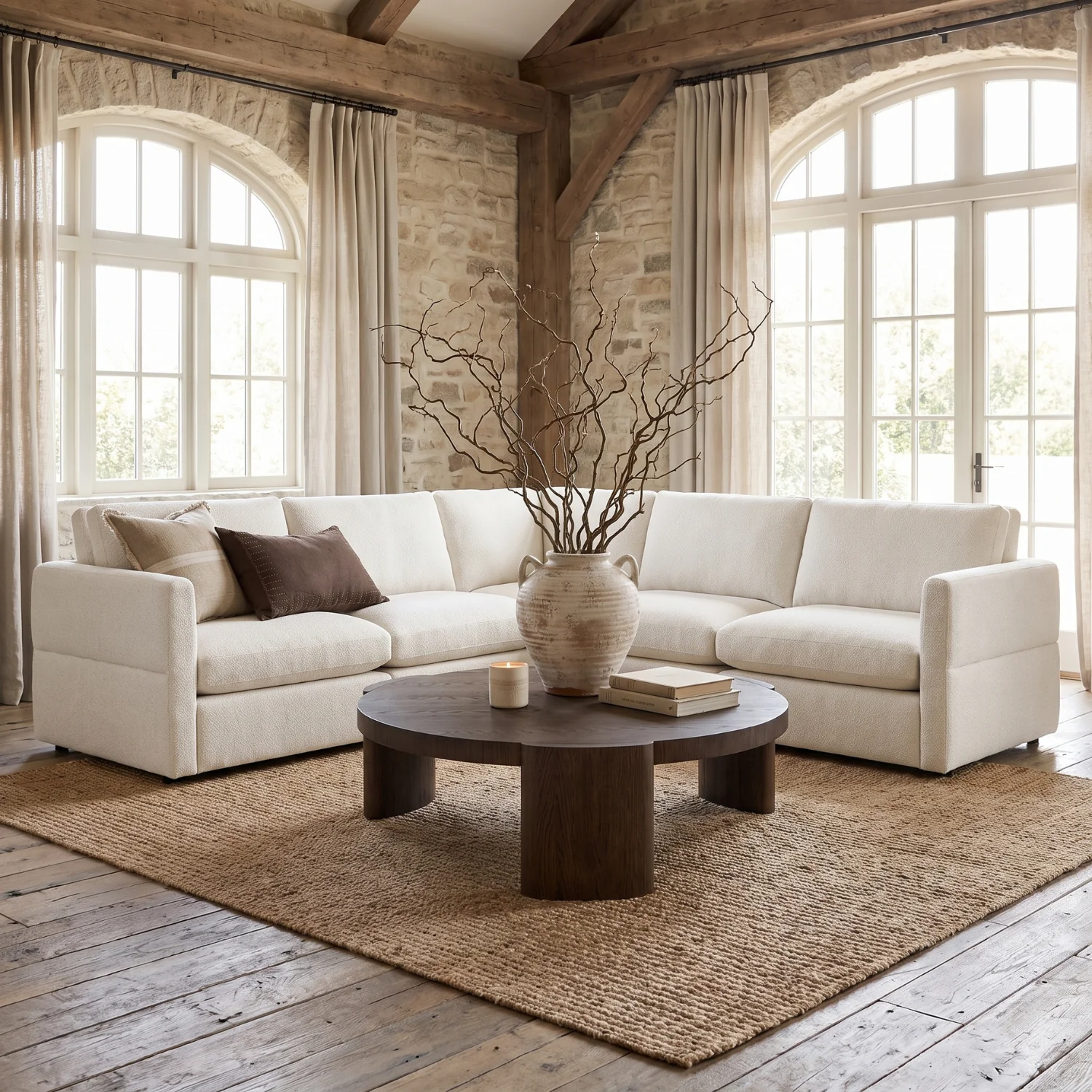 Sauveur L-Shape Sectional - Crypton® Nomad Snow - Image 2