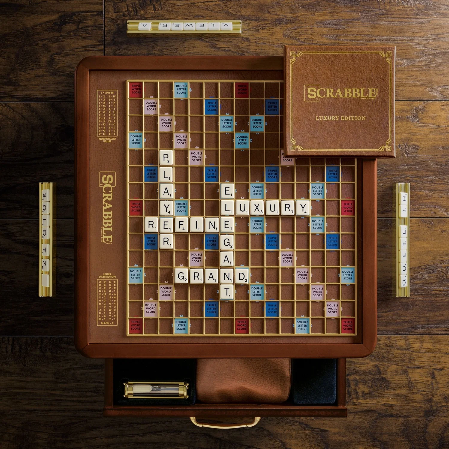 Scrabble Deluxe Wood Cabinet Game Board - Image 4