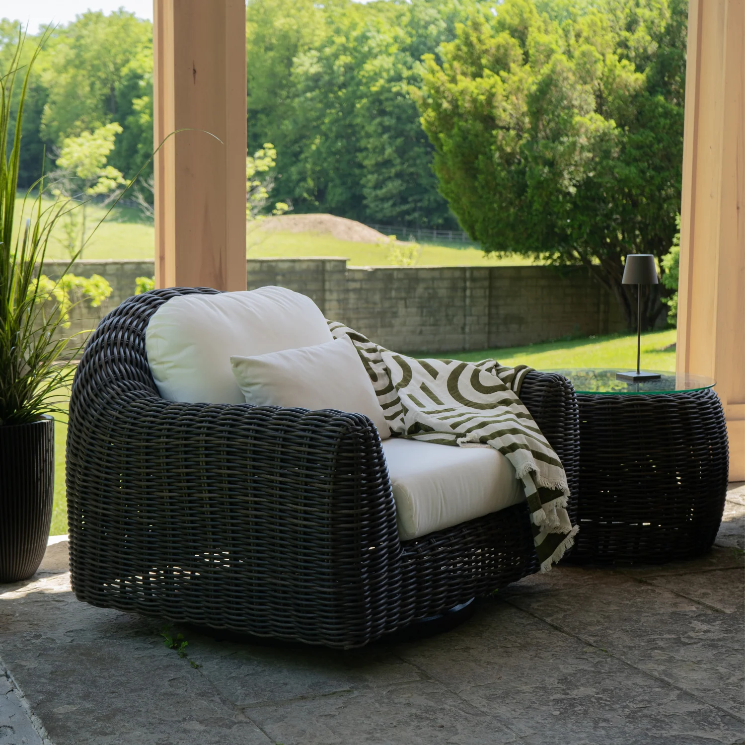 Sherbrooke Wicker Swivel Lounge Chair - Image 2