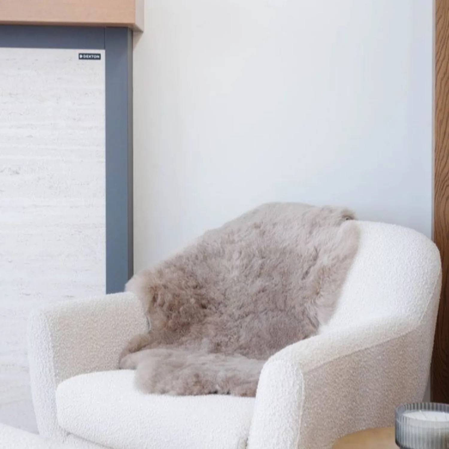 Shorn Beige/Grey Sheepskin Throw - Image 5