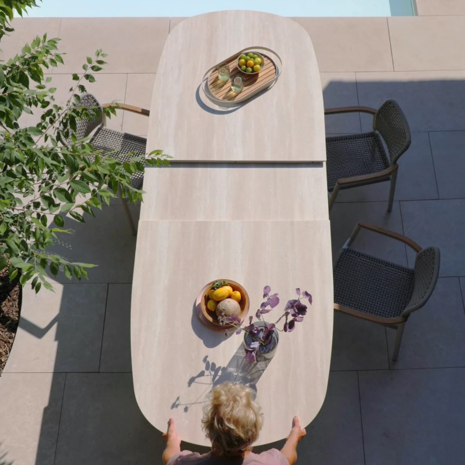 Simcoe Ceramic Outdoor 98/122" Dining Set - Beige - Image 5