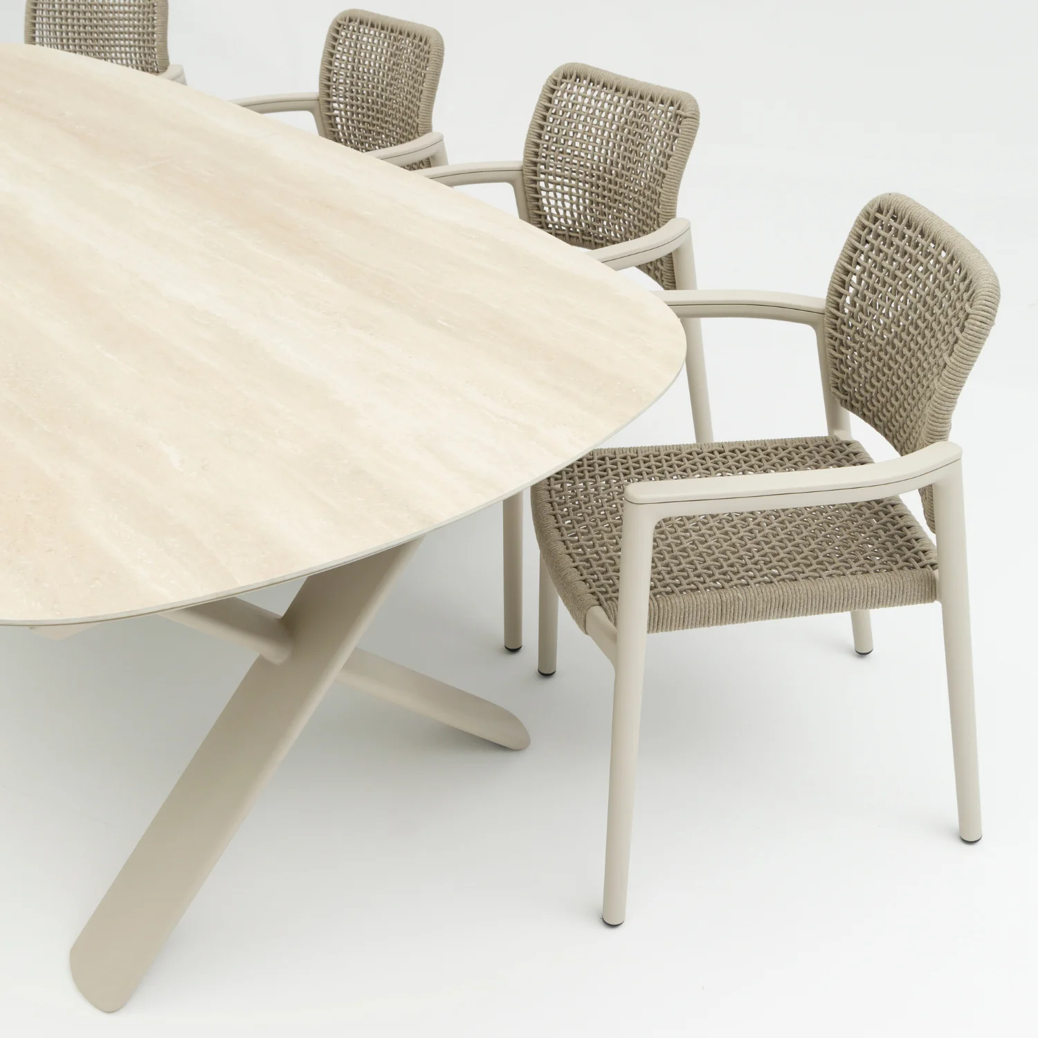 Simcoe Ceramic Outdoor 98/122" Dining Set - Beige - Image 7