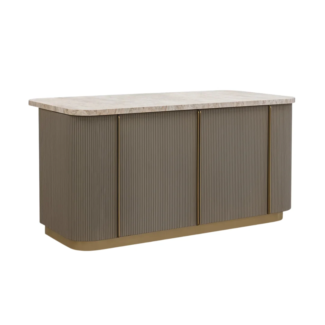 Strata 71" Rectangle Marble Top Kitchen Island - Taupe - Image 8