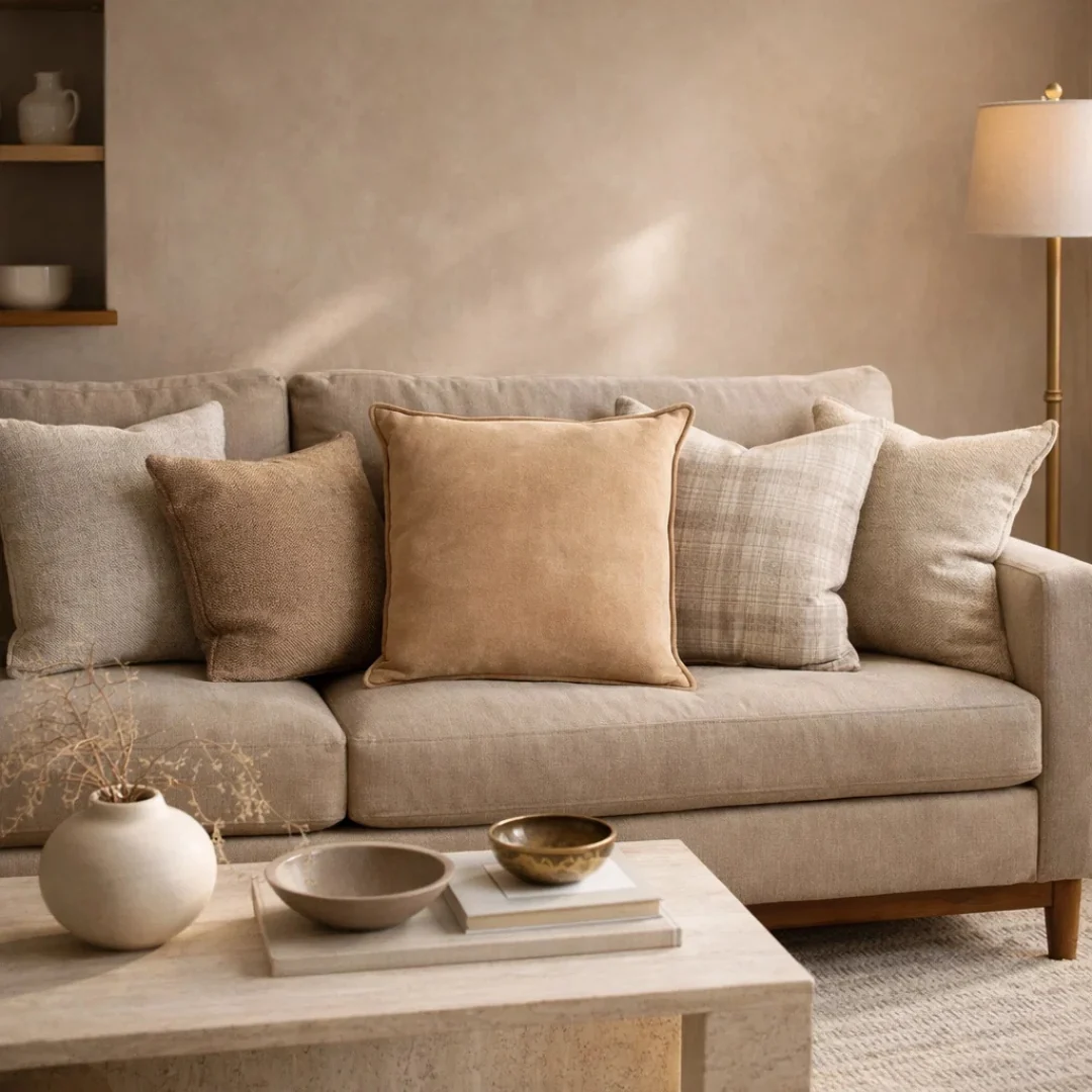 Suede Toss Pillow - Taupe - Image 5