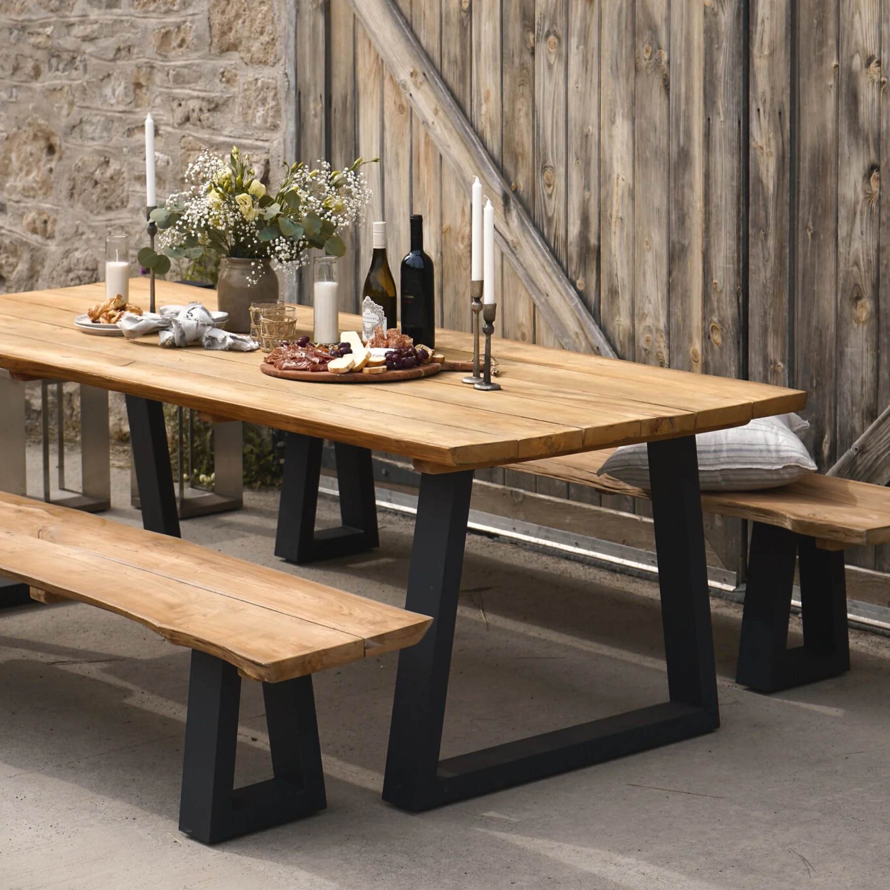 Live Edge Teak Charcoal Dining Table - Image 4