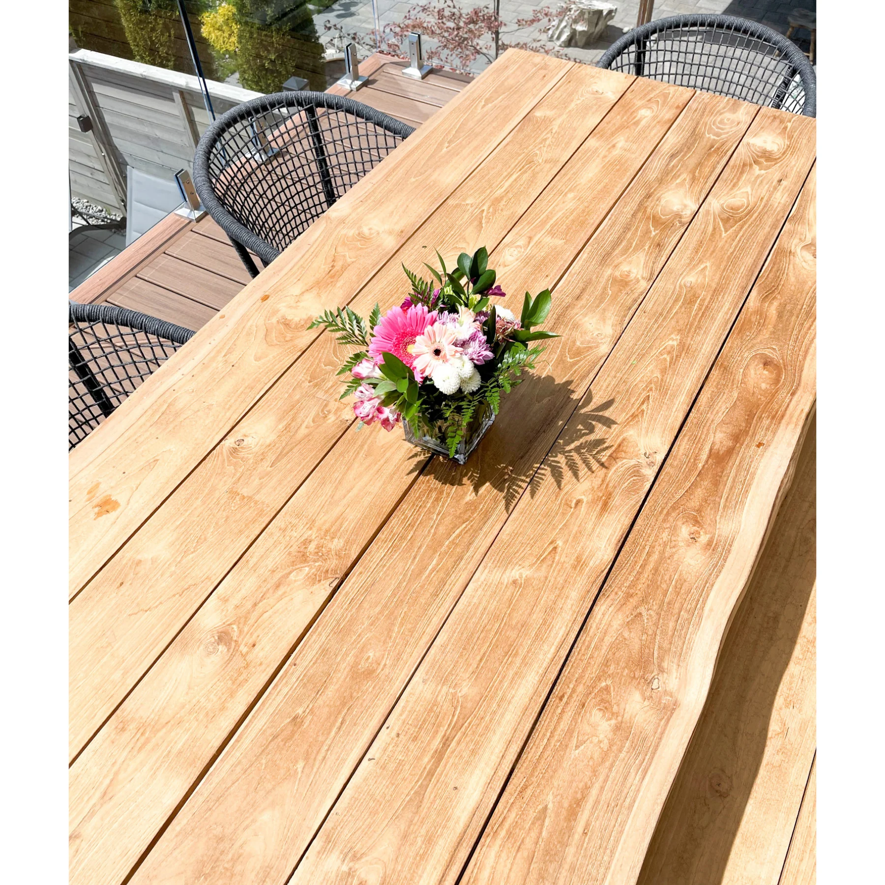 Live Edge Teak Charcoal Dining Table - Image 8
