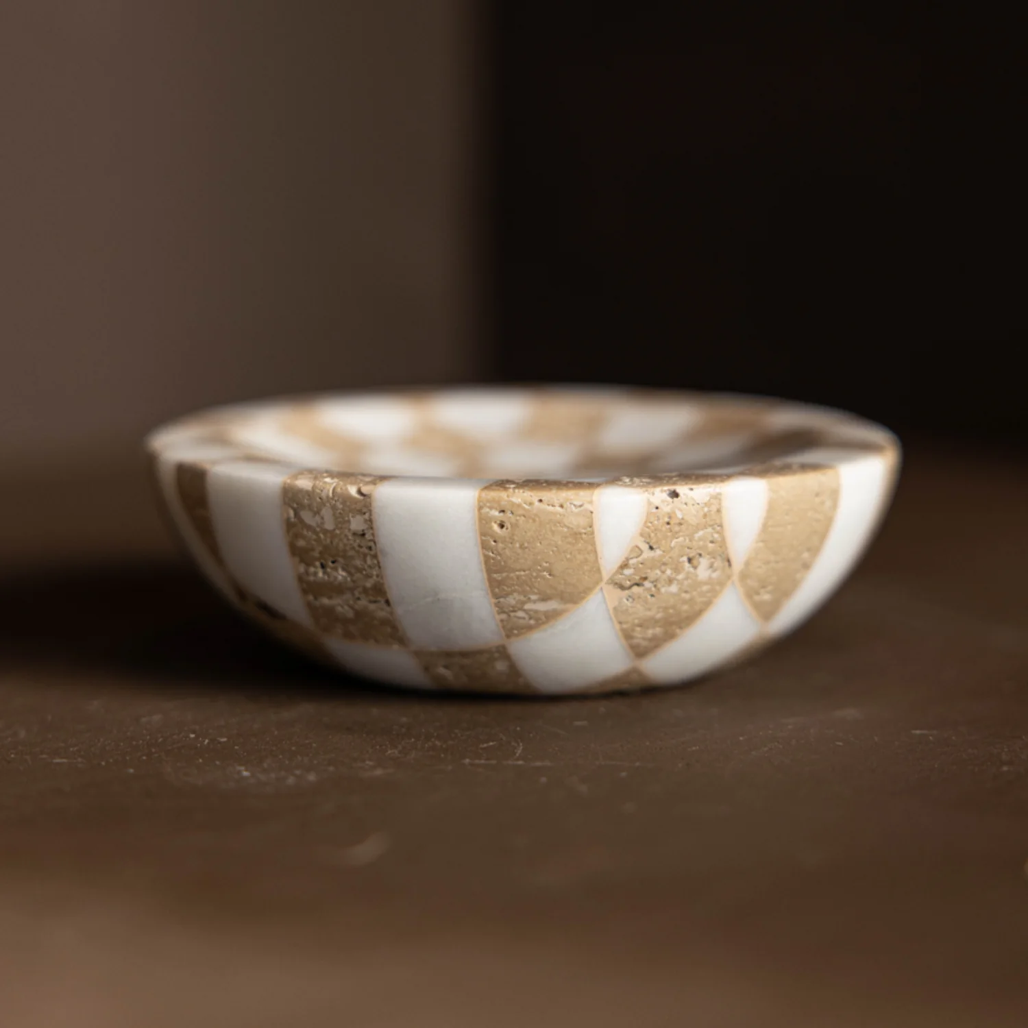 Checkered Travertine Marble Soap Dish - Image 4
