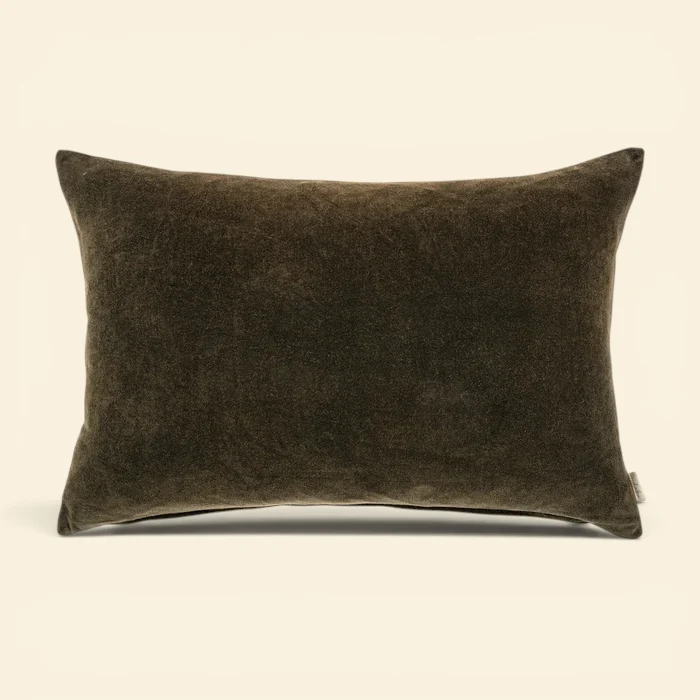 Velvet Midnight Green Kidney Toss Pillow