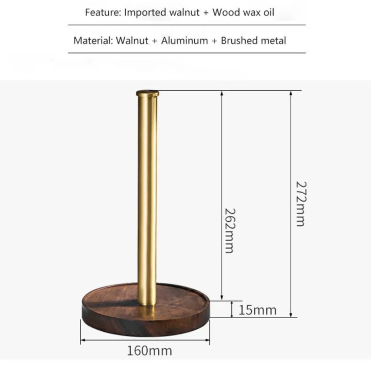 Walnut/Brushed Metal Paper Towel Holder - Image 4