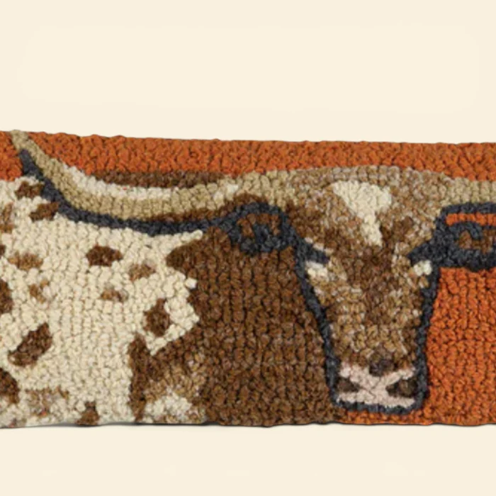 Western Steer Wool Kidney Toss Pillow - Image 3