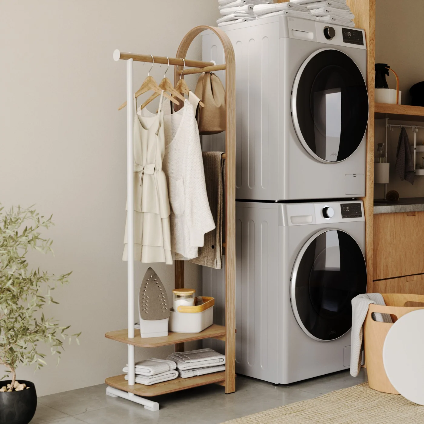 White/Natural Storage Rack