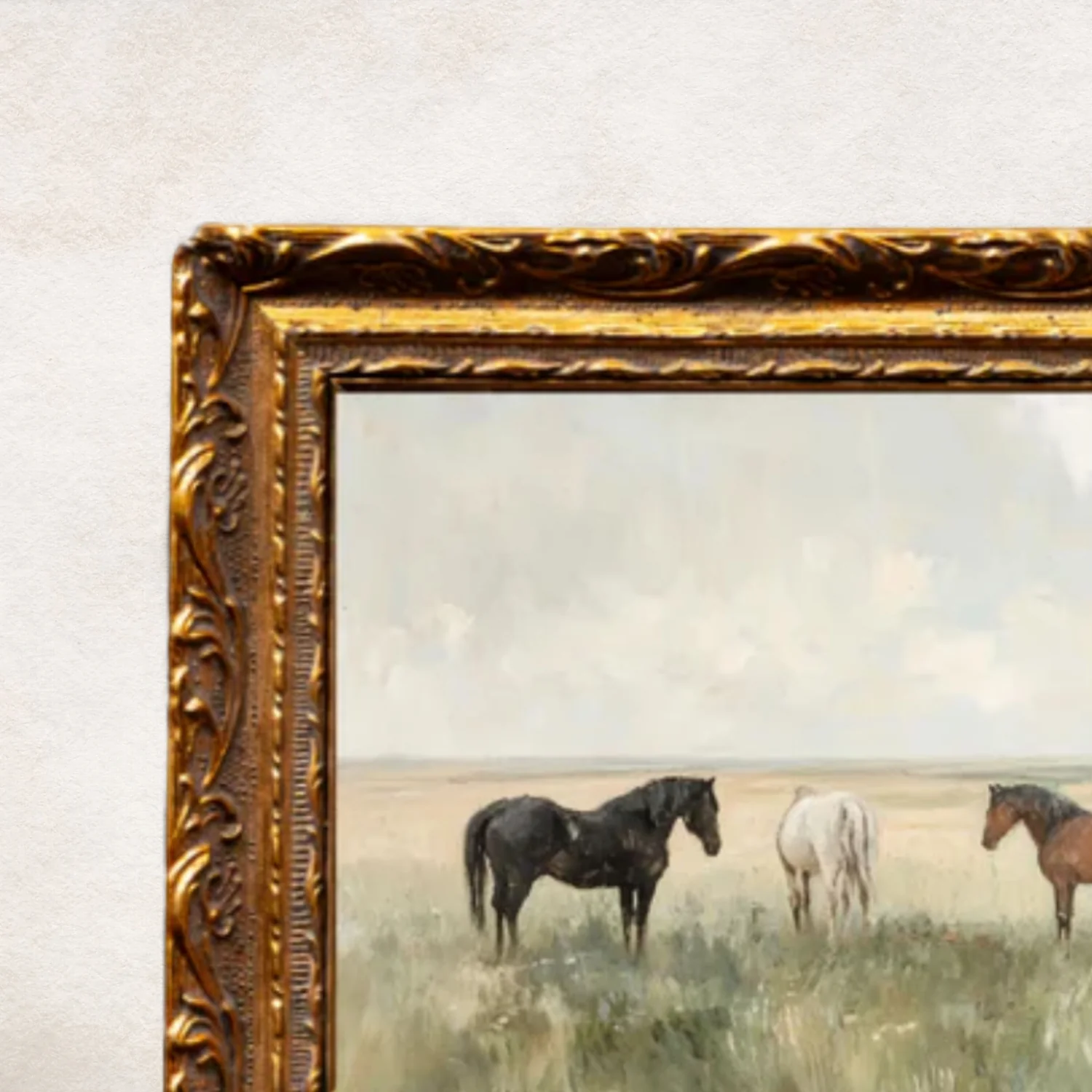 Wild Horses French Brass Framed Wall Art - Image 2