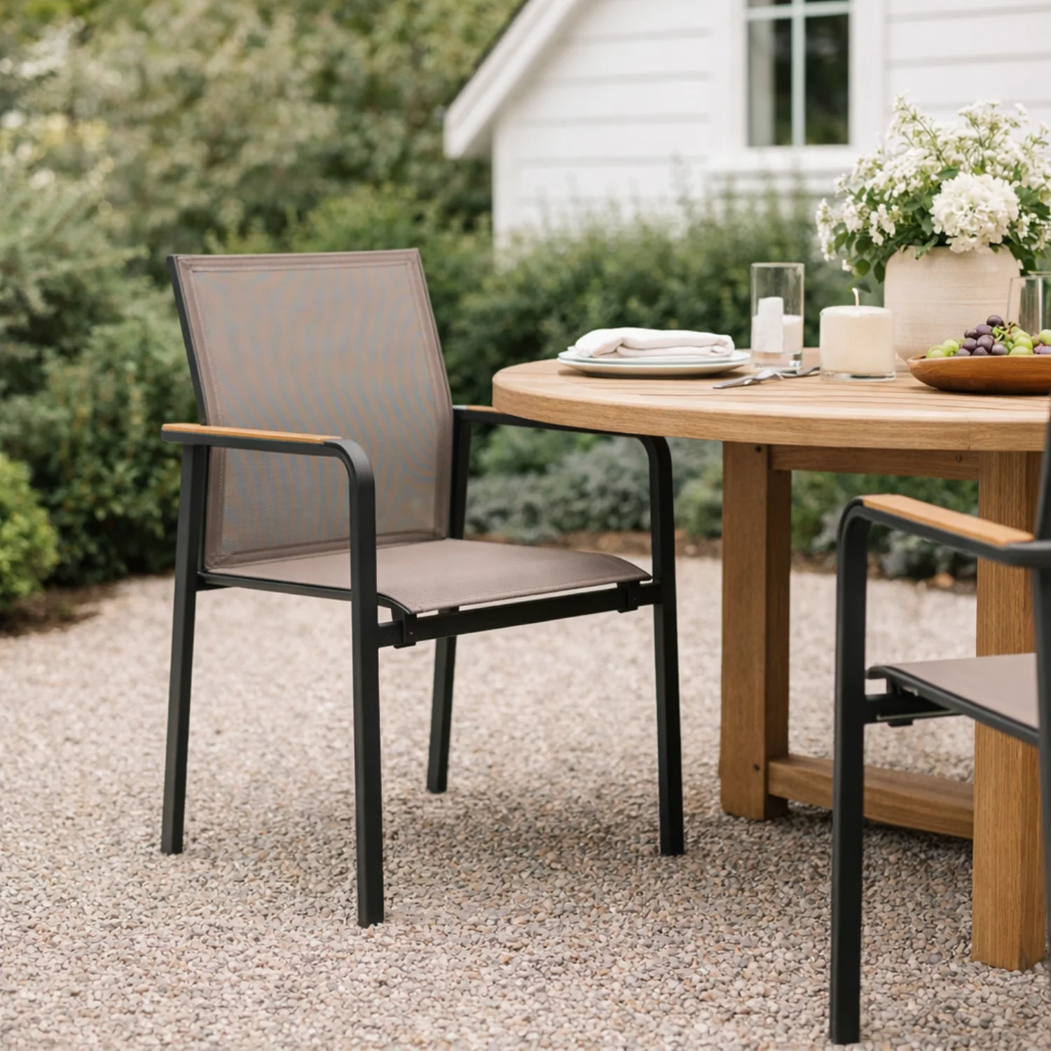 Windsor Stackable Dining Armchair - Charcoal/Moody Taupe - Image 2
