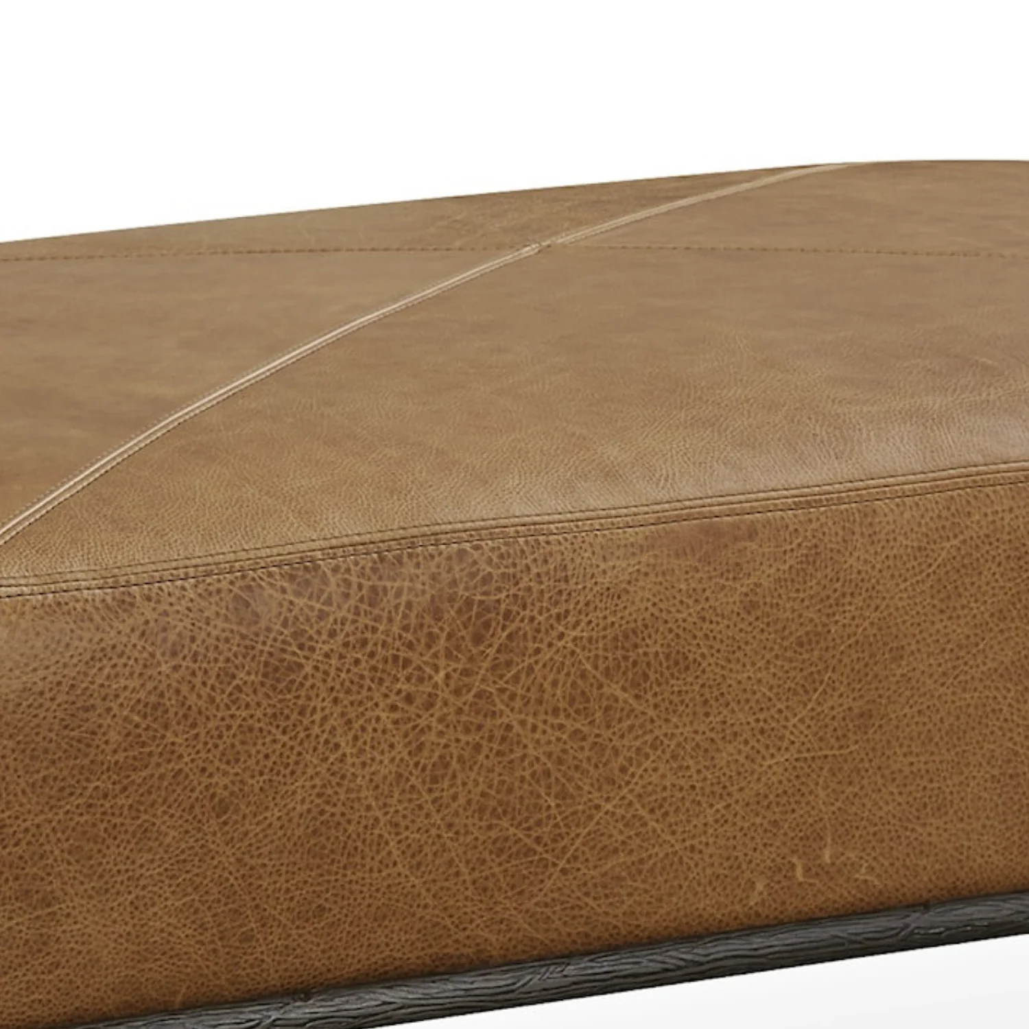 York 45" Rectangle Ottoman - Madrid Camel Leather - Image 4